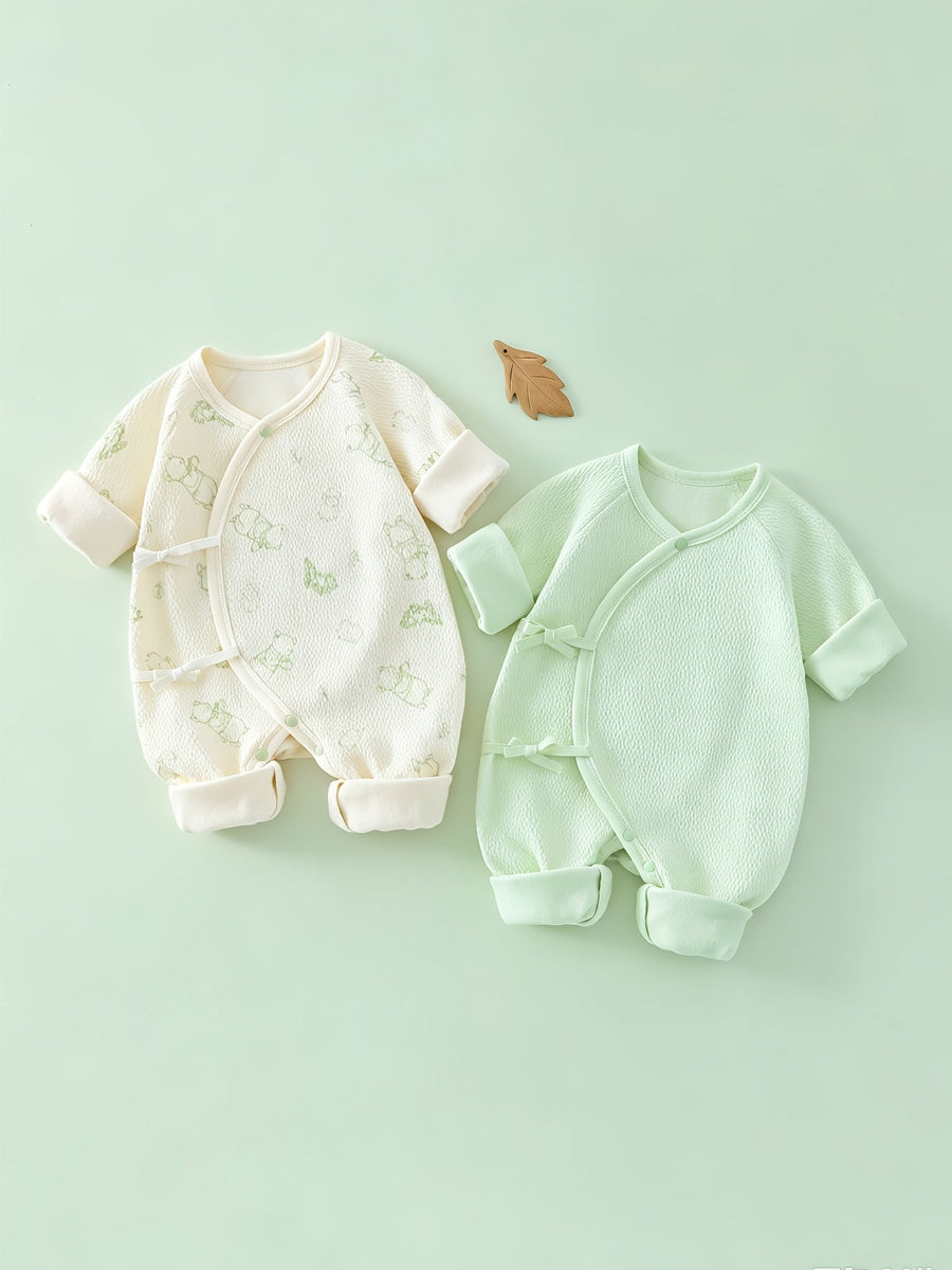 [Parfaite pour l'extérieur] 2 pcs Body bébé, Combinaison nouveau-né motif cartoon mignon, Confortable gigoteuse pour pri