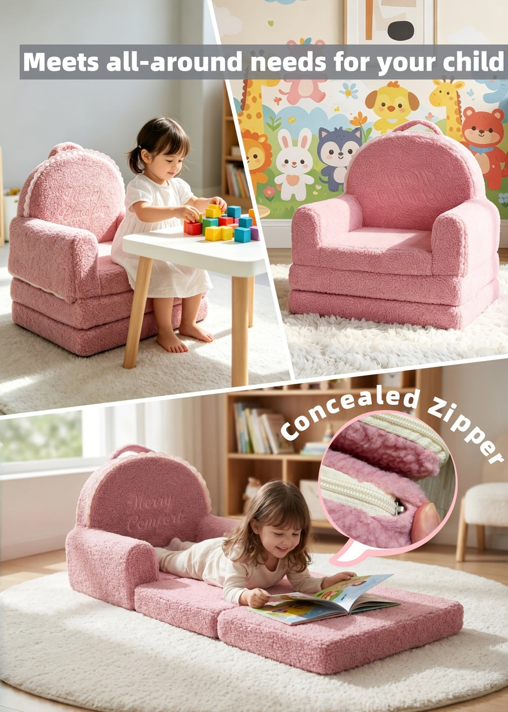 Canapé enfant pliable 2 en 1 convertible en lit — Monptitlou
