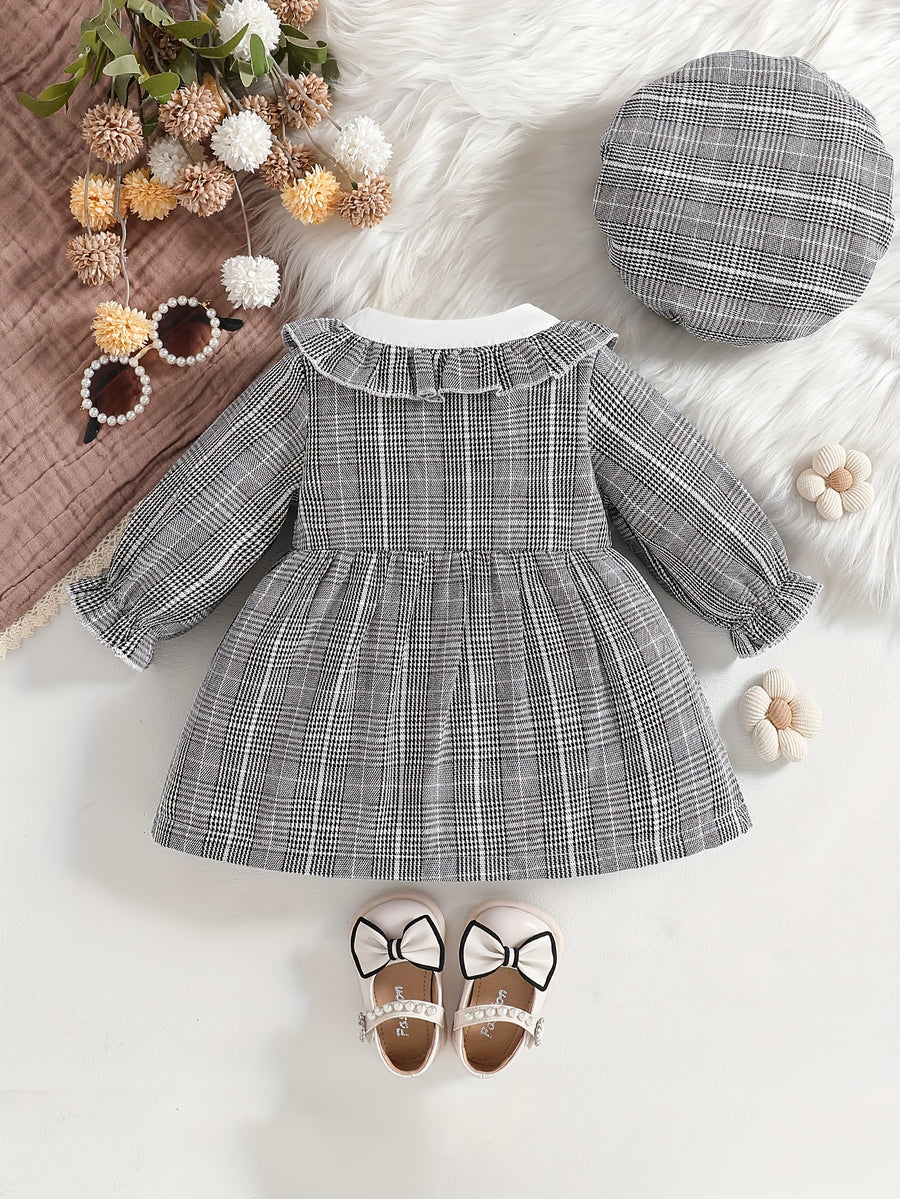 Veste ouverte à carreaux noir et blanc automne/hiver pour filles avec — Monptitlou