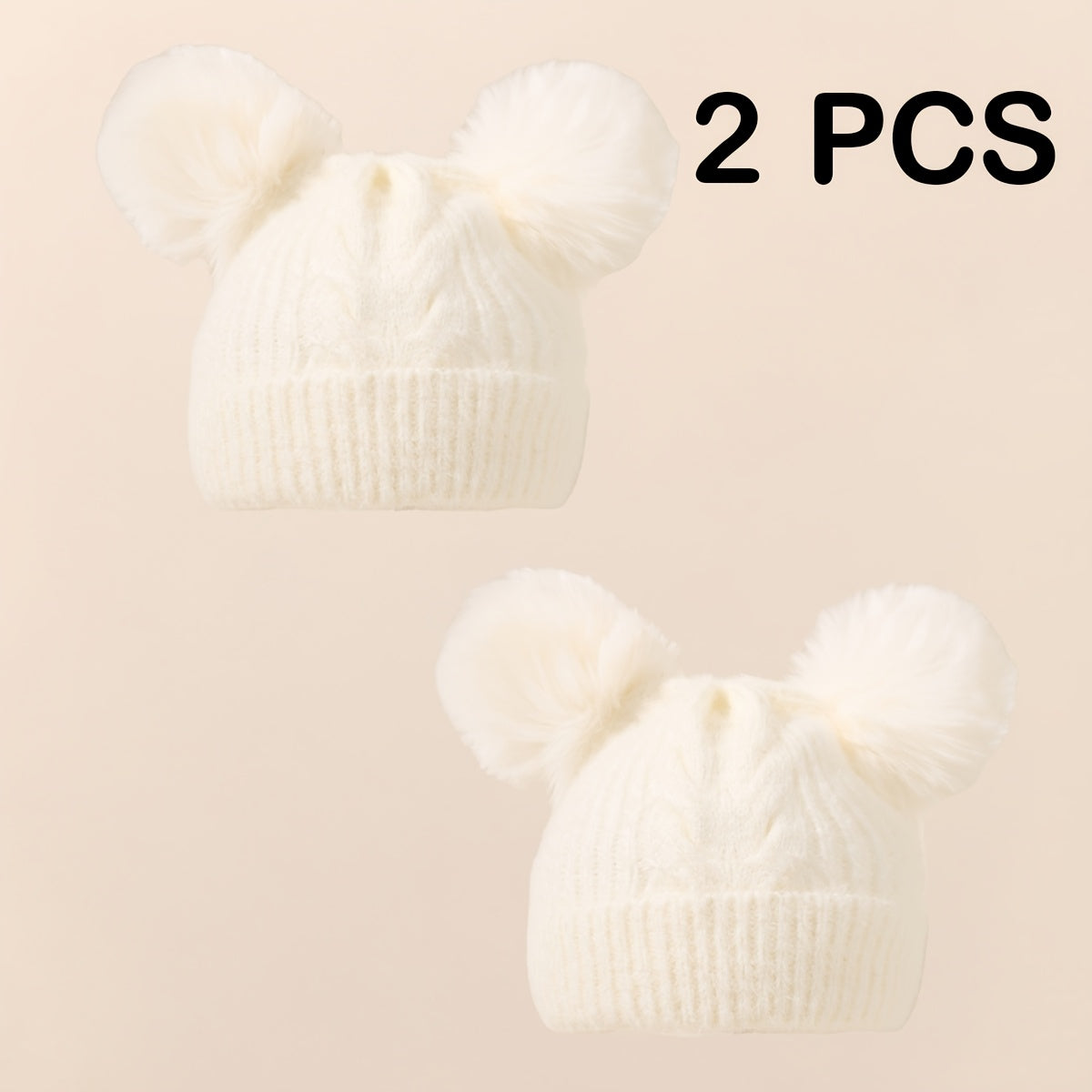 Nouveau-né Bébé Petite Fille Bonnet Pom-Pom Chaud Chaleureux Tricot — Monptitlou Image