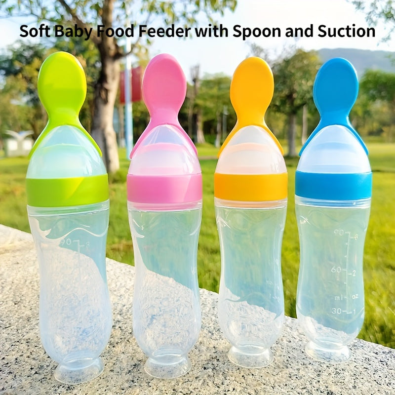 Tétine d'alimentation pour bébé en silicone avec cuillère et ventouse — Monptitlou