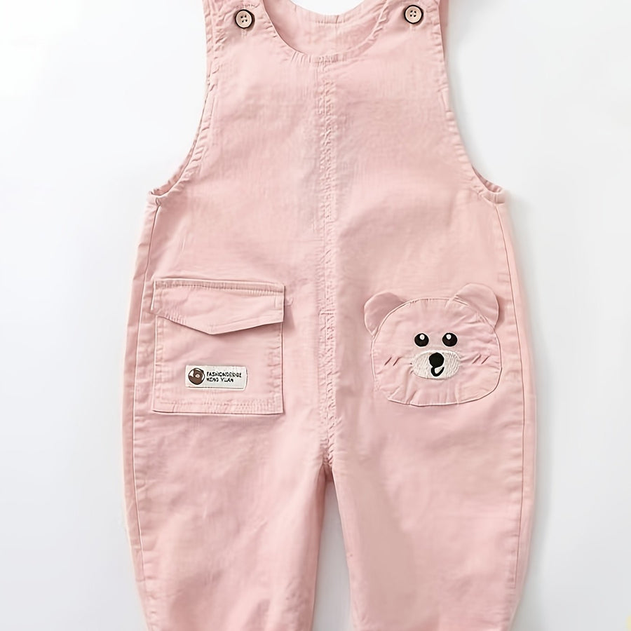 Salopette bébé légère et extensible à motif cartoon ours brodé — Monptitlou