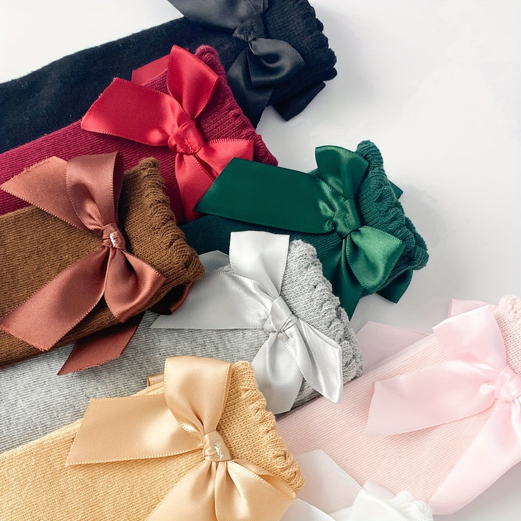 8 paires de chaussettes hautes adorables avec nœud pour genou pour bébé — Monptitlou