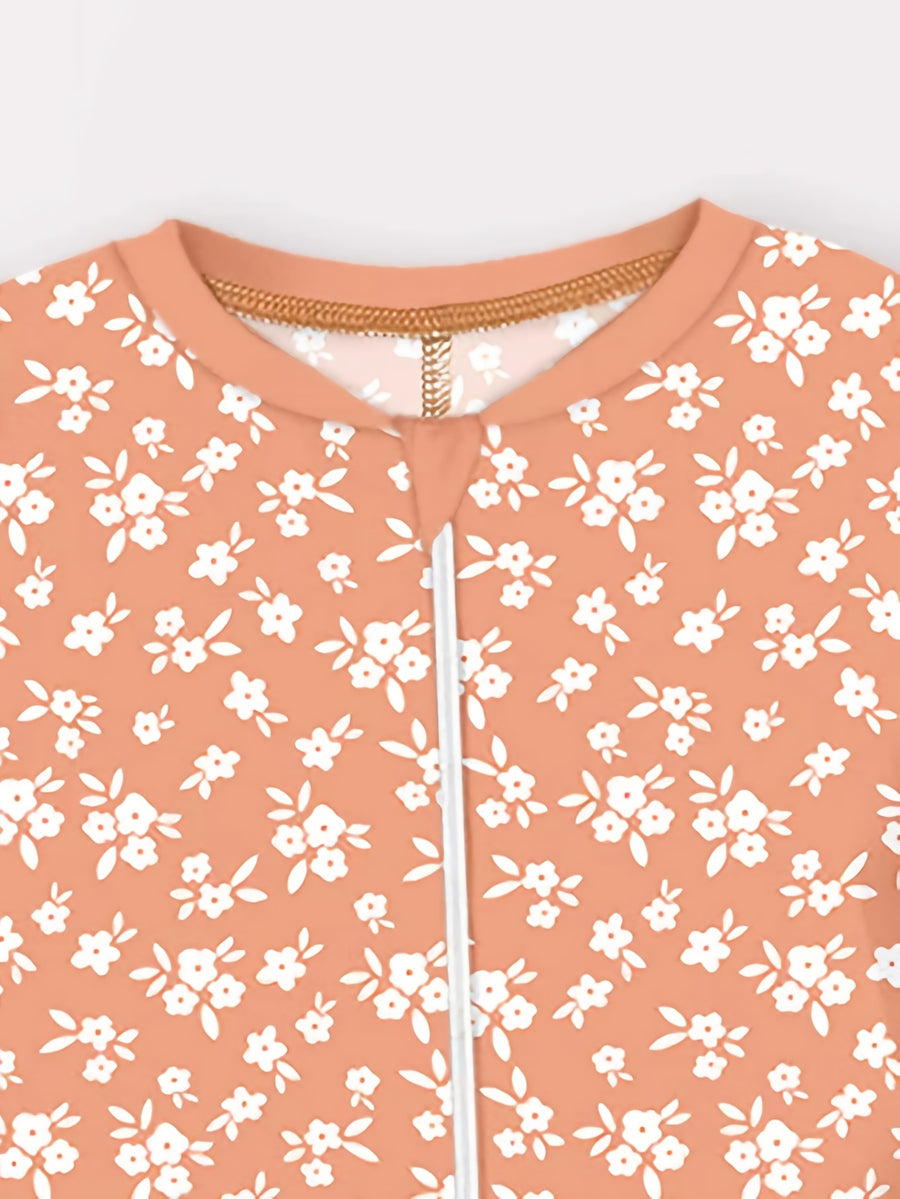 [Pyjama floral pour filles] 2 pcs Ensemble de pyjama salopette imprimé — Monptitlou