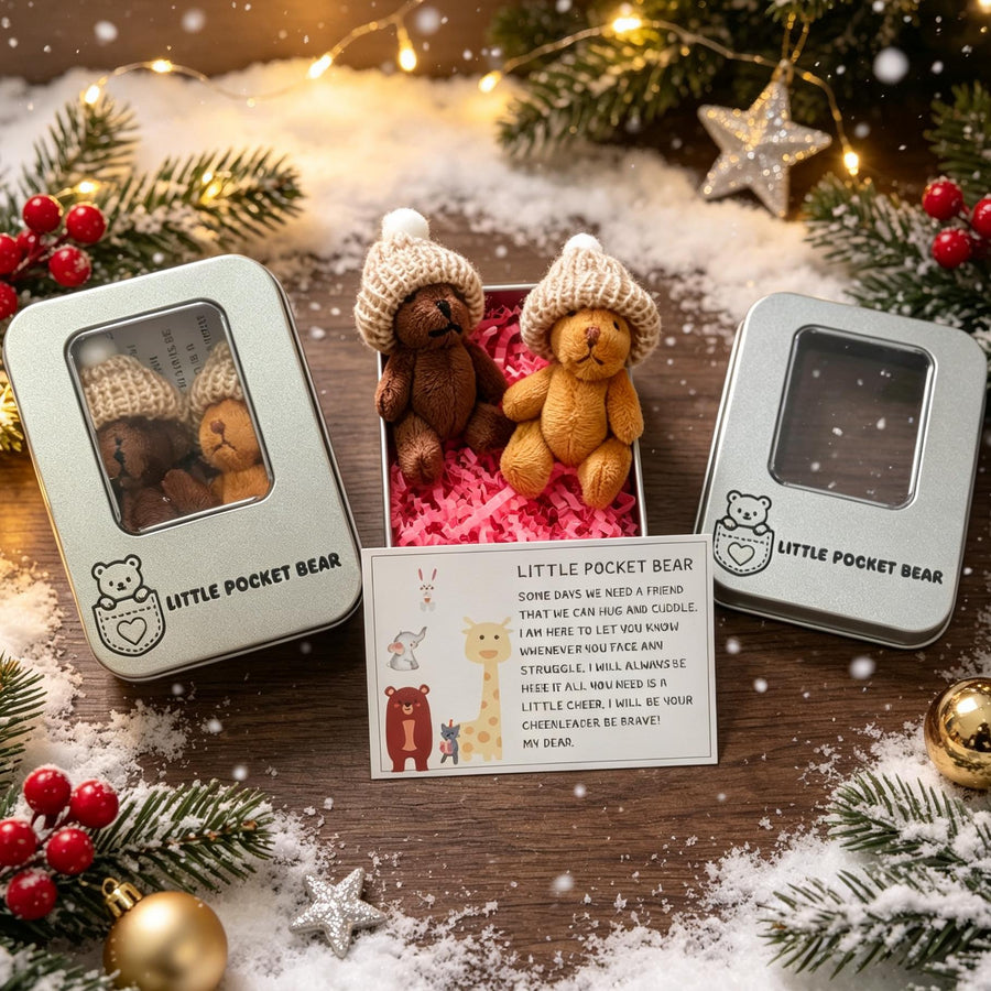 Mon Petit Ours Inquiet, 2 Nounours en Peluche et Carte de Vœux — Monptitlou