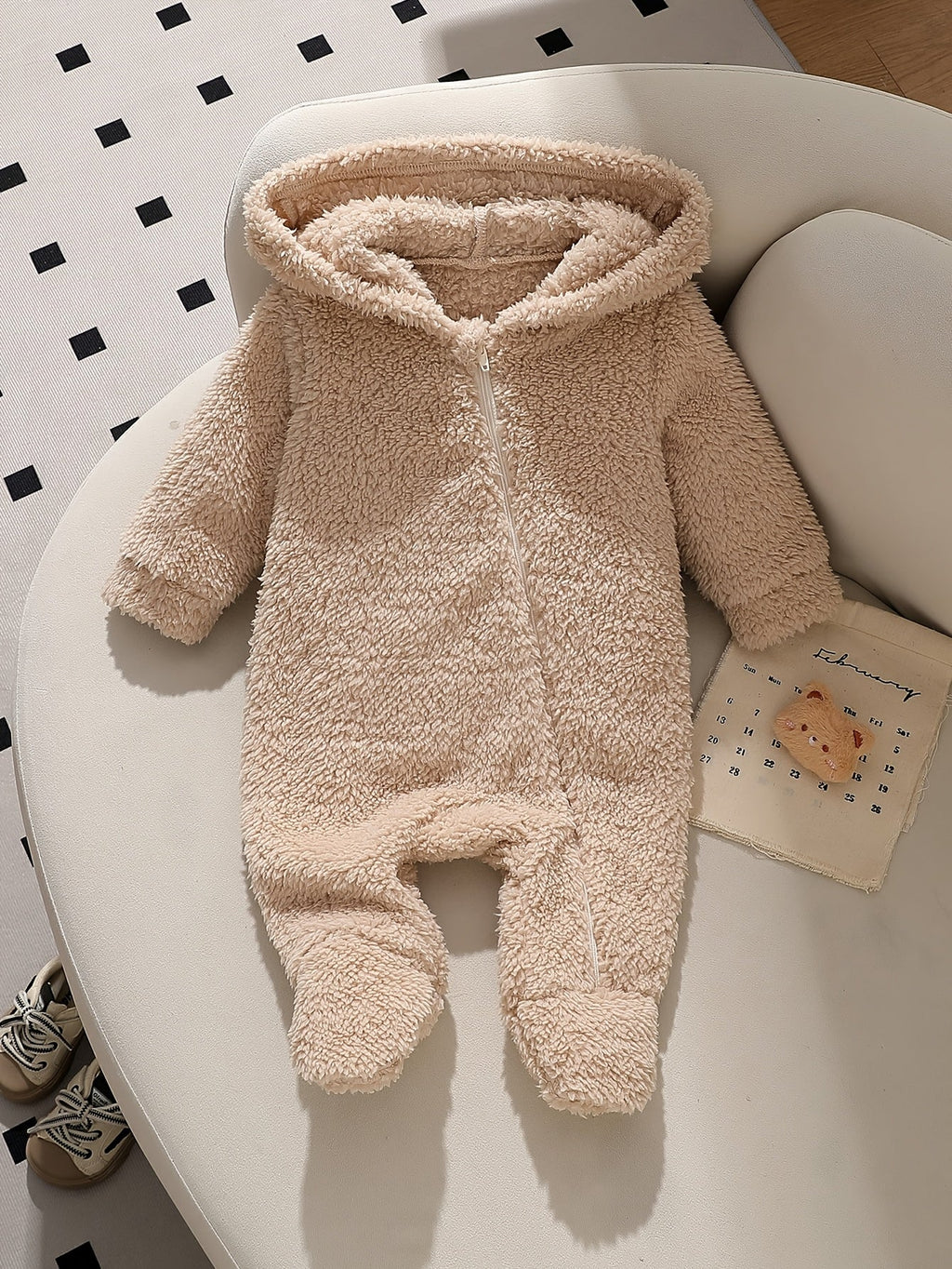 Combinaison zippée à capuche Ourson Cartoon Polyvalente Bébé Garçon — Monptitlou