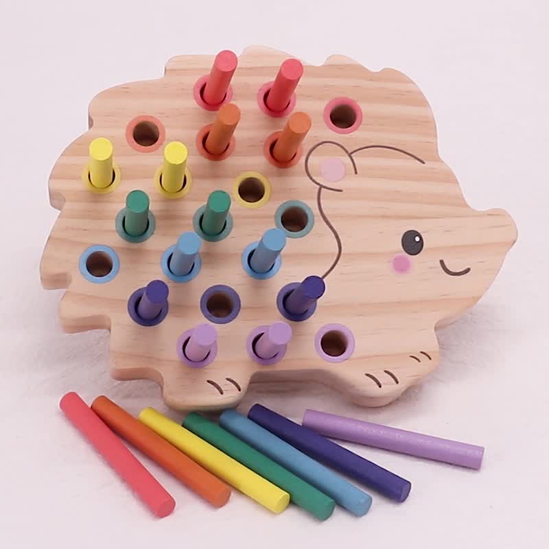 Jouet hérisson en bois multicolore pour enfants