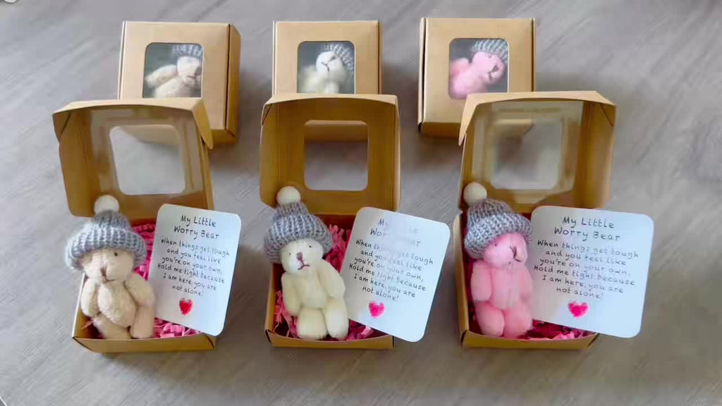 Mini-peluche porte-bonheur avec carte de vœux