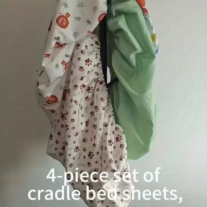 Parure de 4 draps de lit moitié lune ultra-doux pour berceau